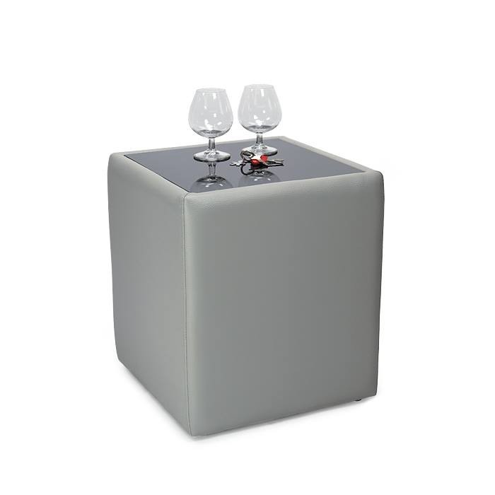 Tavolino quadrato 60x60 ecopelle con vetro
