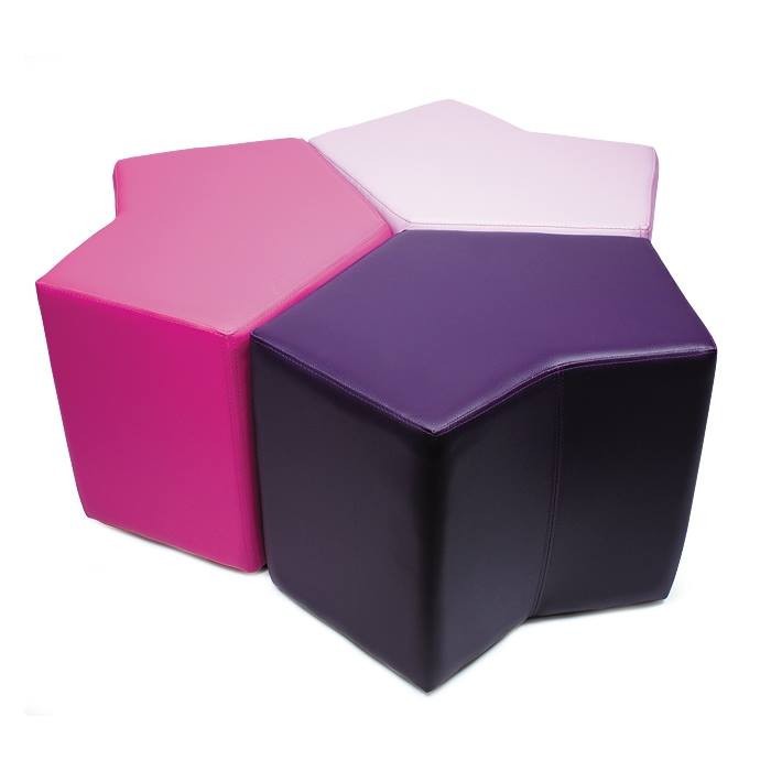 Pouf a stella 3 pezzi comp. in ecopelle, vari colori