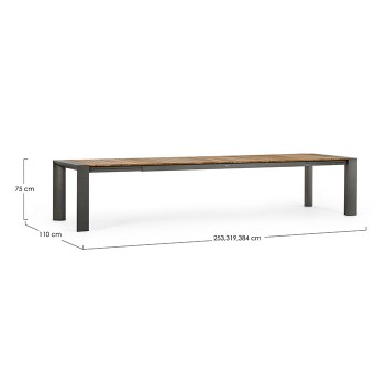 Tavolo Cameron antracite teak da 253 a 384 x 110