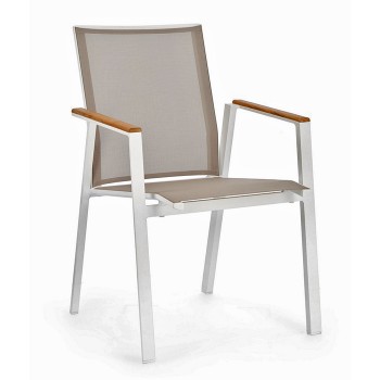 Tavolo Cameron bianco e teak da 253 allung. 384x110
