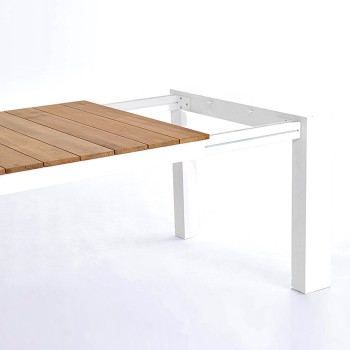 Tavolo Cameron bianco e teak da 253 allung. 384x110