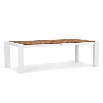 Tavolo Cameron bianco e teak da 253 allung. 384x110