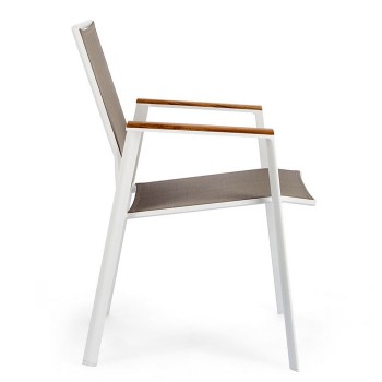 Tavolo Cameron bianco e teak da 253 allung. 384x110