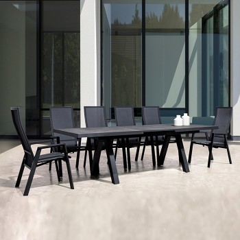 Tavolo Krion antracite/bianco piano ceramica 205-265x103