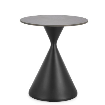 Tavolo Joona piano in Gres diam.50 o 70 bianco o nero