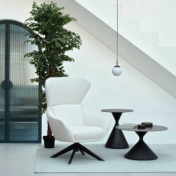 Tavolo Joona piano in Gres diam.50 o 70 bianco o nero